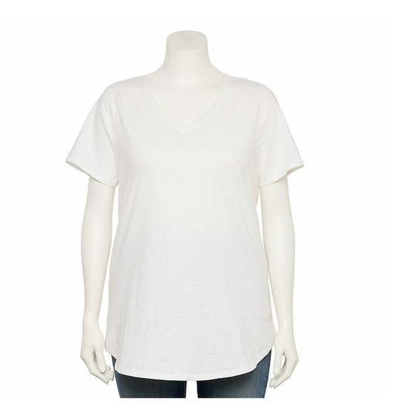 Sonoma Tops - NWT 4XL Sonoma Women's Plus Size Everyday Tee V-Neck Short Sleeve White‎ Shirt